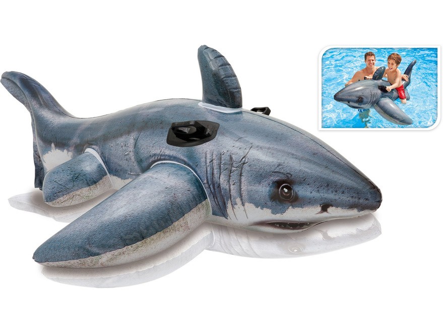 Круг (приспособление) надувной пластмассовый детский с держателями ''акула'' 173*107 см (код 455259) Арт.89351 - фото