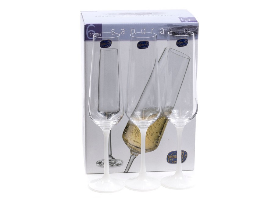 Набор бокалов для шампанского стеклянных декор. ''Sandra'' 6 шт. 200 мл (арт. 40728/38344/200) Арт.90453 - фото