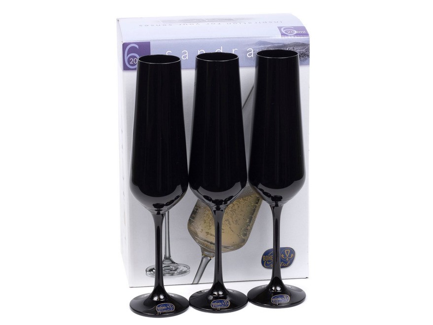 Набор бокалов для шампанского стеклянных декор. ''Sandra'' 6 шт. 200 мл (арт. 40728/d4653/200) Арт.90456 - фото