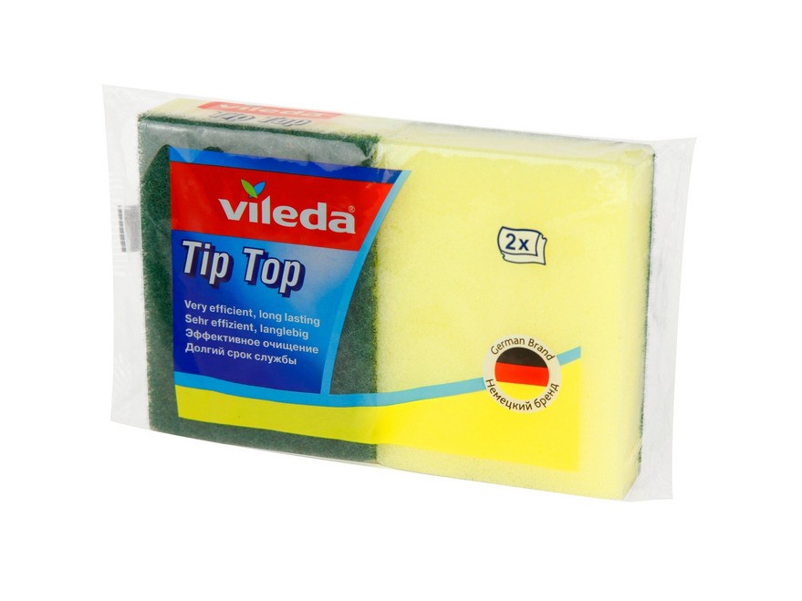 Набор губок для мытья посуды поролоновых VILEDA  ''тип-топ'' 2 шт. (арт. 156121, код 197671) Арт.90661
