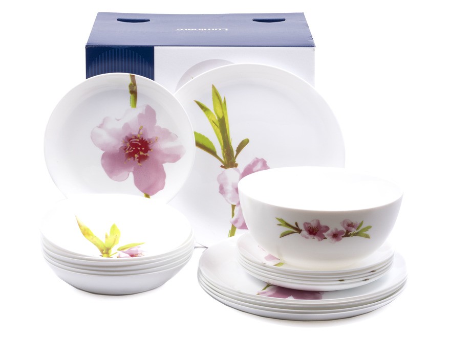 Набор посуды стеклокерамической ''diwali water color'' 19 пр.: 18 тарелок, салатник (арт. P7080, код 200658) Арт.91597