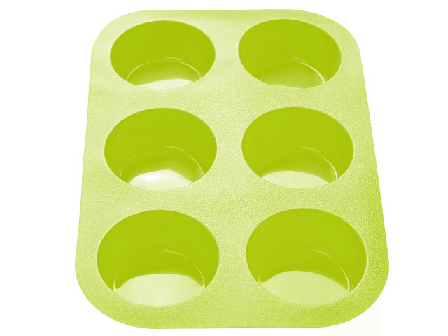 Форма для выпечки, силиконовая, прямоугольная на 6 кексов, 26 х 17.5 х 3 см, зеленая, PERFECTO LINEA Арт. 20-000413
