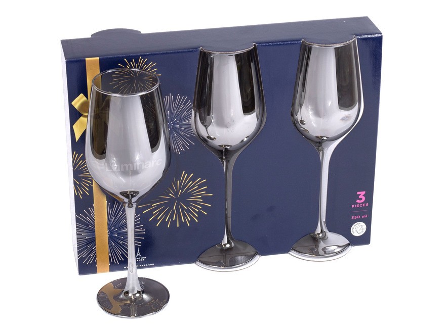 Набор бокалов для вина стеклянных ''celeste. Shiny graphite'' 3 шт. 350 мл (арт. P8275, код 035915) Арт.92962 - фото