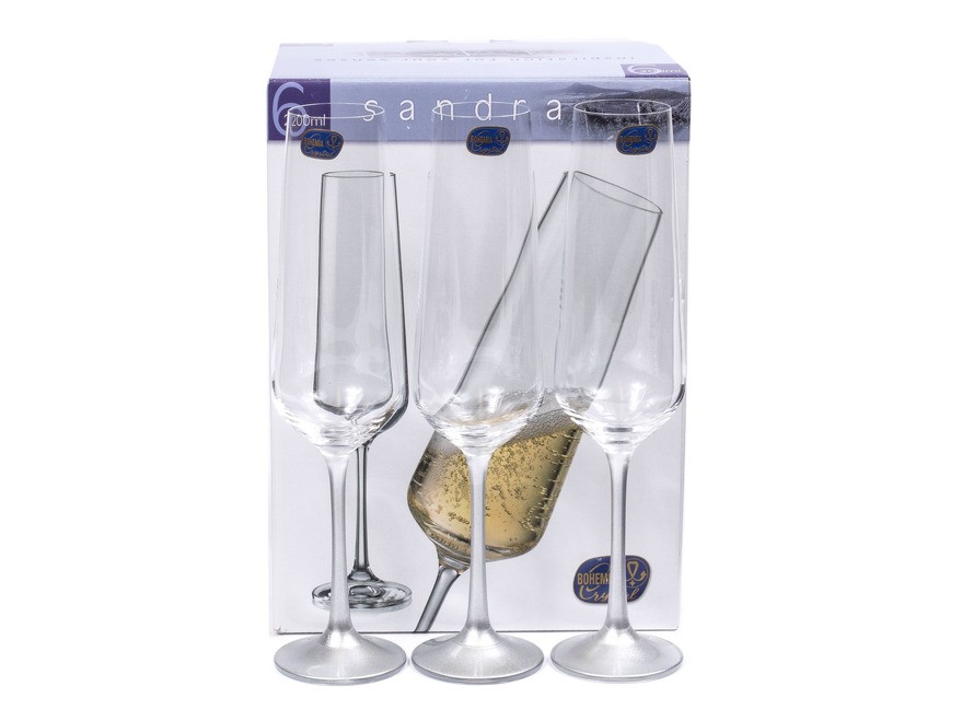 Набор бокалов для шампанского стеклянных ''sandra'' декор. 6 шт. 200 мл (арт. 40728/200) Арт.93064