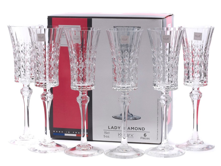 Набор бокалов для шампанского стеклянных ''lady diamond'' 6 шт 150 мл (арт. L9742, код 210046) Арт.93080 - фото