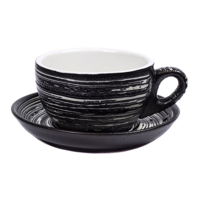 Чашка с блюдцем керамические 200 мл (арт. Qyz10057-blk, код 197835) Арт.93359