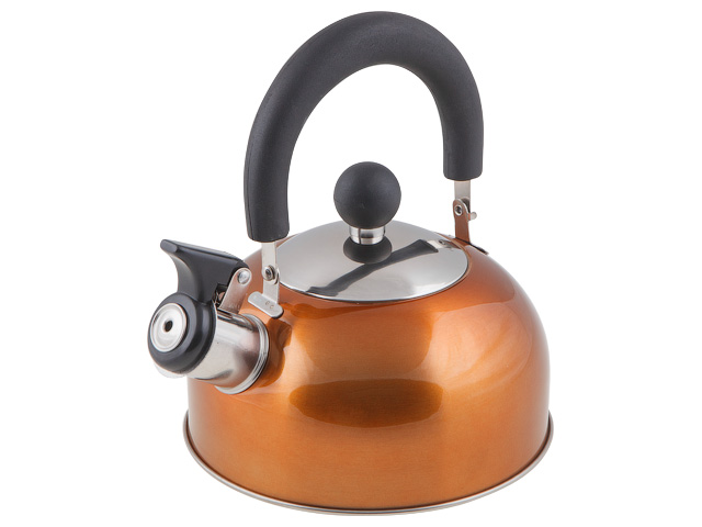 Чайник со свистком, нержавеющая сталь, 1.2 л, серия Holiday, оранжевый металлик, PERFECTO LINEA (диаметр 16,5 см, высота 13,5 см, общий объем изделия  Арт.52-012014