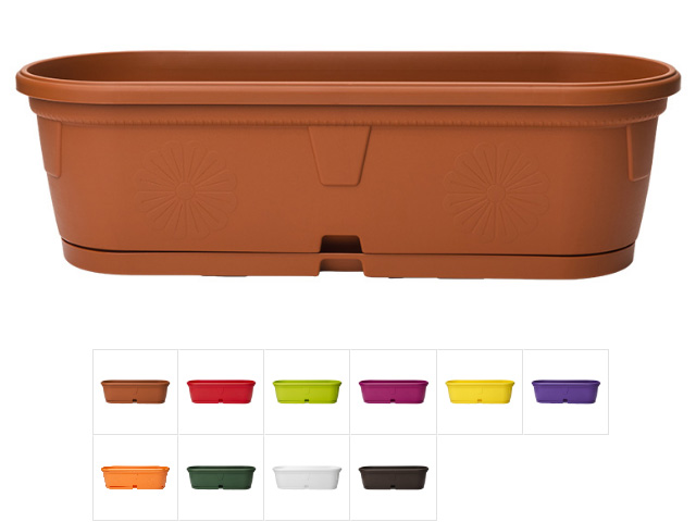 Ящик балконный для цветов Gerber (Гербера) 50x15 см с поддоном, DRINA (цвета в ассортименте) Арт.10017 - фото
