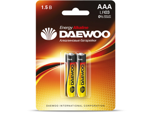 Батарейка AAA LR03 1,5V alkaline BL-2шт DAEWOO ENERGY Арт.1030375 - фото