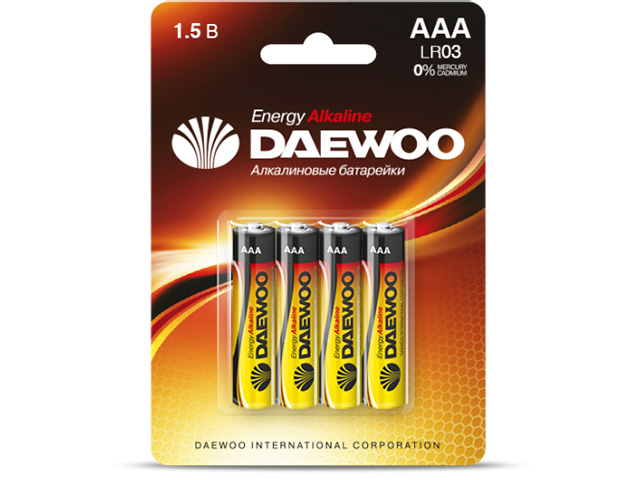 Батарейка AAA LR03 1,5V alkaline BL-4шт DAEWOO ENERGY Арт.1030399