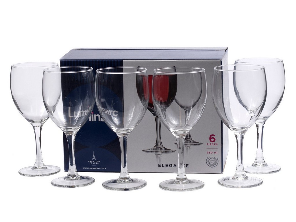 Набор бокалов для вина стеклянных ''elegance'' 6 шт. 350 мл (арт. P2506, код 031993) Арт.96073