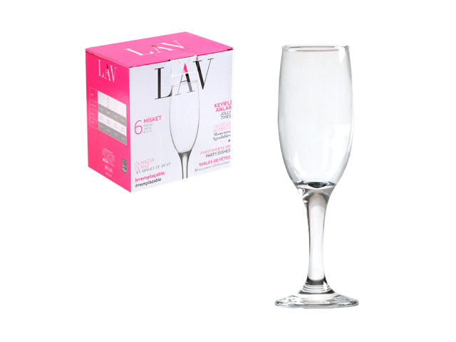 Набор бокалов для шампанского, 6 шт., 190 мл, серия Misket, LAV (так же используется в HoReCa) Арт.LV-MIS535F - фото