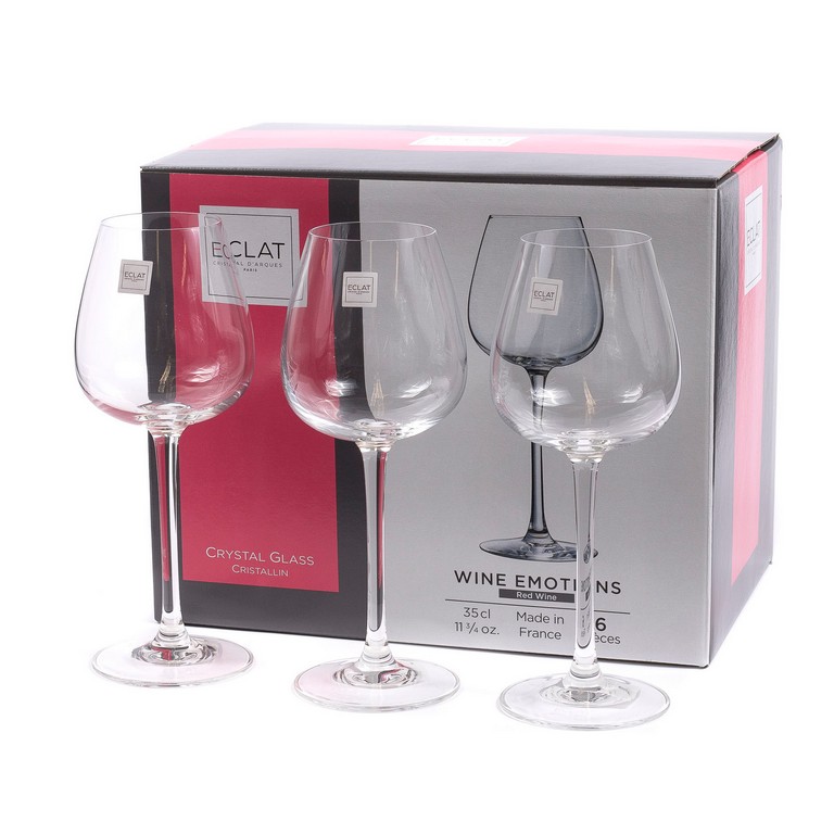Набор бокалов для вина стеклянных 