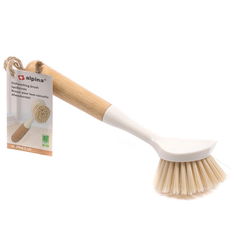 Щетка для мытья посуды пластмассовая с бамбуковой ручкой 24*4,5 см (код 188225) Арт.98398