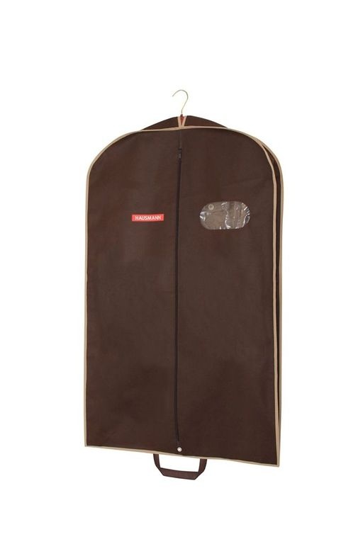 Чехол для одежды объемный Hausmann с овальным окном ПВХ и ручками 60*100*10, коричневый Арт.HM-701003CB
