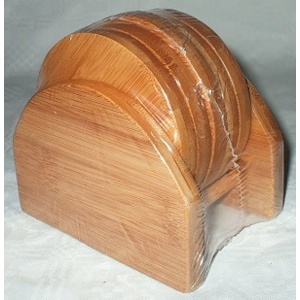 Набор подставок для стаканов бамбуковых 5 шт. 9 см на подставке  Арт. 55201 - фото