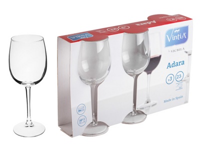 Набор бокалов для вина, 3 шт., 230 мл, 177х69.5 мм, серия Adara, VINTIA (V052940)