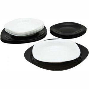 Набор тарелок стеклокерамических Luminarc ''Carine Black/White'' 18 шт. 19/21/26 см  Арт. 74487