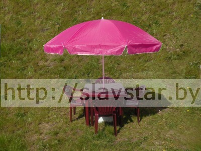 Комплект пластиковой мебели: стол пластиковый квадратный, стул пластиковый садовый Милан 4шт, садовый зонт, подставка под зонтик (цвет бордовый)