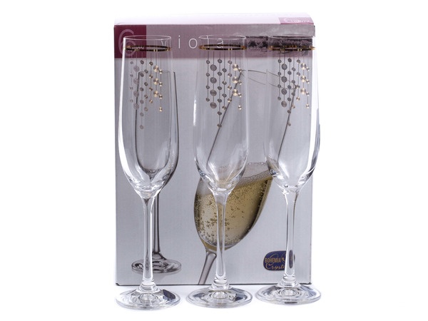 Набор бокалов для шампанского стеклянных декор. ''Viola'' 6 шт. 190 мл  Арт.87744