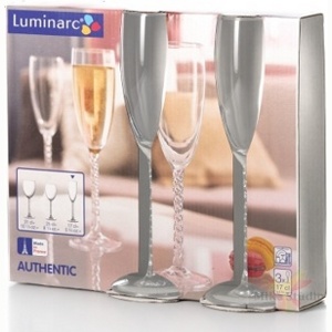 Набор бокалов для шампанского стеклянных AUTHENTIC -  3 шт. 170 мл  Арт. 76342