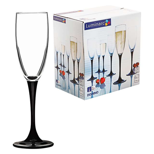 Набор бокалов DOMINO для шампанского стеклянных 6 шт. 170 мл Арт.66758