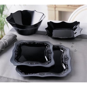 Набор посуды стеклокерамический Luminarc ''Authentic Silver Black'' 19 пр.: 18 тарелок 20,5/22,5/26 см, салатник 24 см Арт.74447