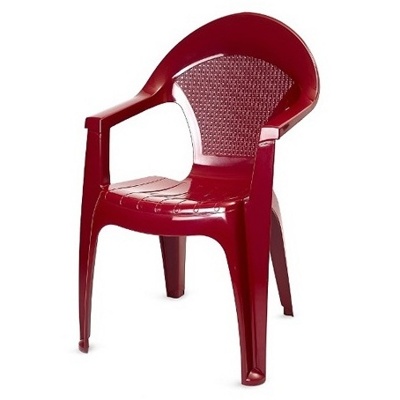 Комплект пластиковой мебели: стол пластиковый круглый, кресло пластиковое садовое Барселона 4шт, садовый зонт, подставка под зонтик (цвет бордовый)