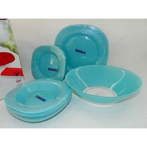 Набор посуды стеклянной Luminarc ''Colorama Blue'' 19 пр.: 18 тарелок 19,5/21,5/25 см, салатник 27 см Арт.69526