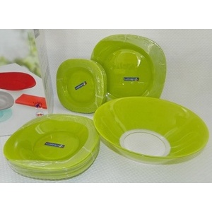 Набор посуды стеклянной Luminarc ''Colorama Green'' 19 пр.: 18 тарелок 19,5/21,5/25, Салатник 27 см Арт. 69527
