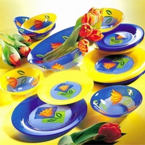 Набор посуды стеклянной Luminarc ''Melys Azur'' 19 пр.: 18 тарелок 19,5/21,5/25 см, салатник 27 см  Арт.69529
