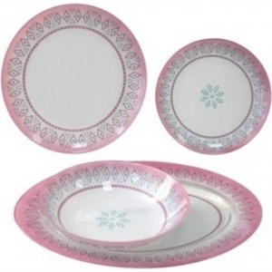 Набор посуды стеклянной Luminarc ''Simply Dimena'' 19 пр.: 18 тарелок 26/20/20,5 см, блюдо 35 см  Арт.71652 - фото