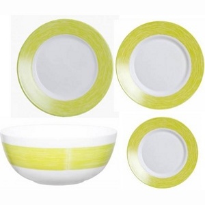 Набор посуды стеклокерамический Luminarc ''Color Days Green'' 19 пр.: 18 тарелок 19/22/24 см, салатник 21 см Арт.74511 - фото
