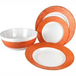 Набор посуды стеклокерамический Luminarc ''Color Days Orange'' 19 пр.: 18 тарелок 19/22/24 см, салатник 21 см Арт.74512