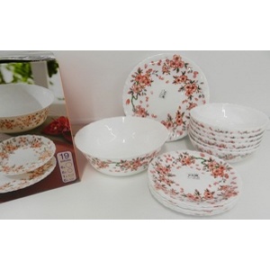 Набор посуды стеклокерамической Luminarc ''Sakura'' 19 пр.: 12 тарелок 19/25 см, 7 салатников 17,5/23 см Арт. 76925