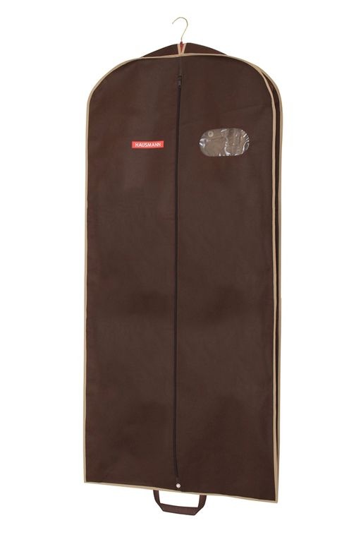 Чехол для одежды объемный Hausmann с овальным окном ПВХ и ручками 60*140*10, коричневый Арт.HM-701403CB