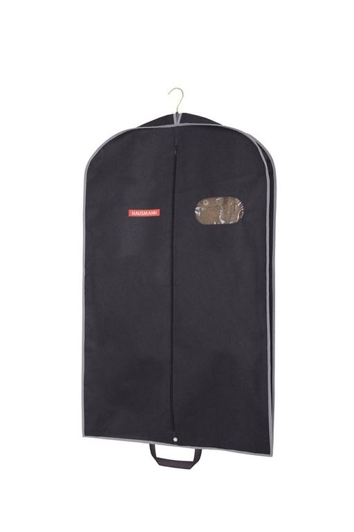 Чехол для одежды объемный Hausmann с овальным окном ПВХ и ручками 60*100*10, черный Арт.HM-701003AG