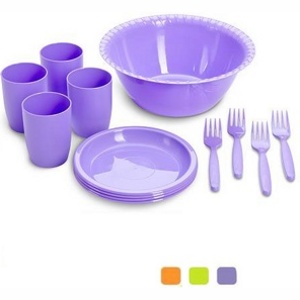 Набор посуды пластмассовой для пикника ''Витто'' 13 пр.: салатник 26 см, 4 тарелки 18 см, 4 стакана 280 мл, 4 вилки 16,7 см  Арт.73849
