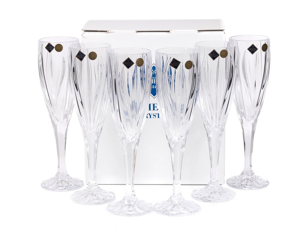 Набор бокалов для шампанского стеклянных 