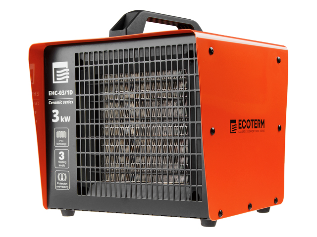 Нагреватель воздуха электр. Ecoterm EHC-03/1D (кубик, 3 кВт, 220 В, термостат, керамический элемент PTC) Арт.EHC-03/1D