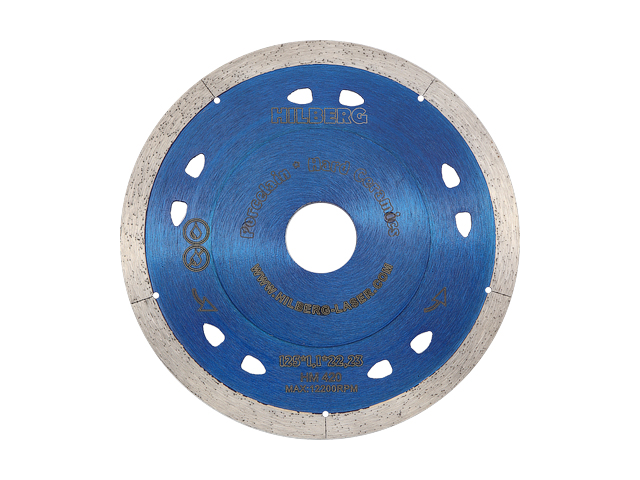 Алмазный круг 125х22 мм по керамике сплошн.ультратонкий HILBERG (1,1 мм) Арт.HM420 - фото