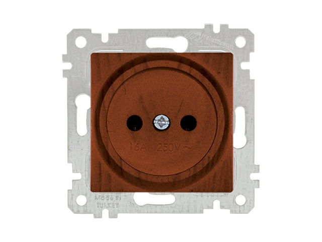 Розетка 1-ая (скрытая, без рамки, б/з) орех, RITA, MUTLUSAN (10 A, 250 V, IP 20) Арт.22006010257 - фото