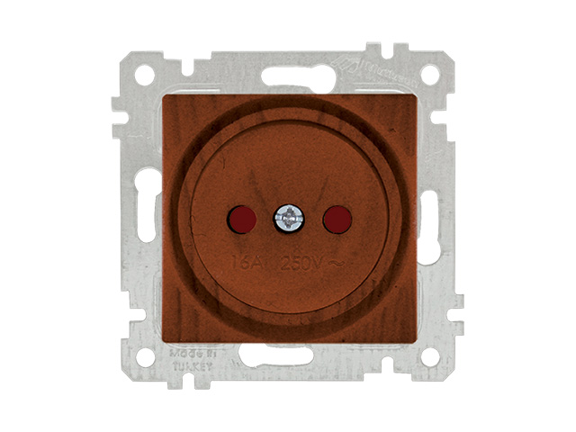 Розетка 1-ая (скрытая, без рамки, б/з, шторки) орех, RITA, MUTLUSAN (10 A, 250 V, IP 20) Арт.22006060257 - фото