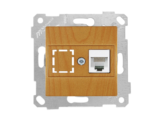 Розетка компьютерная 1xRJ45 (Cat5e, скрытая, без рамки) дуб, RITA, MUTLUSAN Арт.22001360158 - фото