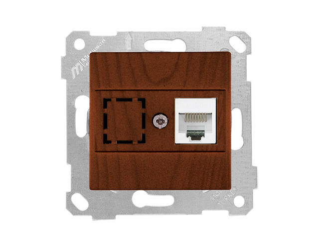 Розетка компьютерная 1xRJ45 (Cat5e, скрытая, без рамки) орех, RITA, MUTLUSAN Арт.22001360157 - фото