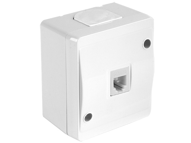 Розетка компьютерная 1хRJ45 (Cat5e, открытая) белая, NEMLIYER, MUTLUSAN (16 A, 250 V, IP 44) Арт.21501360101 - фото