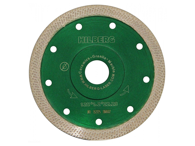 Алмазный круг 125х22 мм по керамике сплошн.ультратонкий S-тип Turbo HILBERG (1,22мм) Арт.HM602 - фото