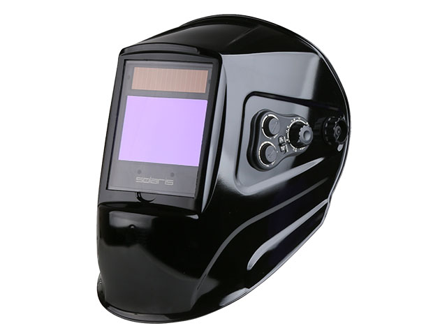 Щиток сварщика  с самозатемняющимся светофильтром Solaris ASF800S Black (1/1/1/1, 102х68мм, DIN 4/5-9/9-13 (регул), 4 сенсора, шлифовка, рег.чувств.,  Арт.ASF800S.BK - фото