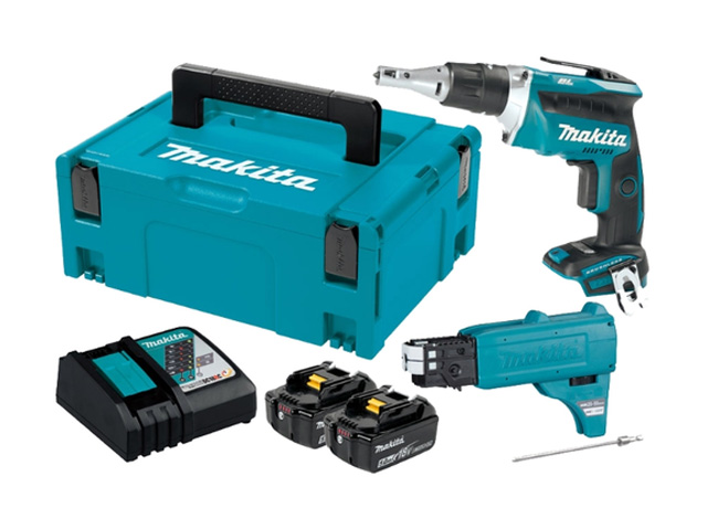 Аккум. шуруповерт MAKITA DFS 452 TJX2 в чем. (18.0 В, 2 акк., 5.0 А/ч Li-Ion, 1 скор., 40 Нм, шурупы до 6 мм) Арт.DFS452TJX2 - фото