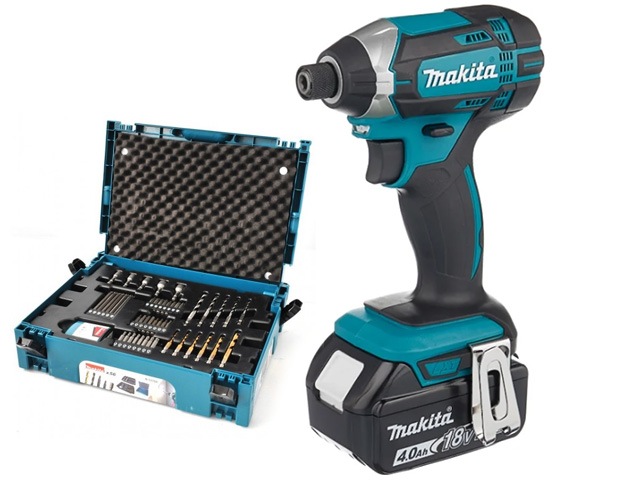 Аккум. шуруповерт MAKITA DTD 152 RME в чем. + Набор оснастки MAKITA 56 предметов (B-53768) (18.0 В, 2 акк., 4.0 А/ч Li-Ion, 1 скор., 165 Нм, шурупы до Арт.DTD152RMEA1 - фото